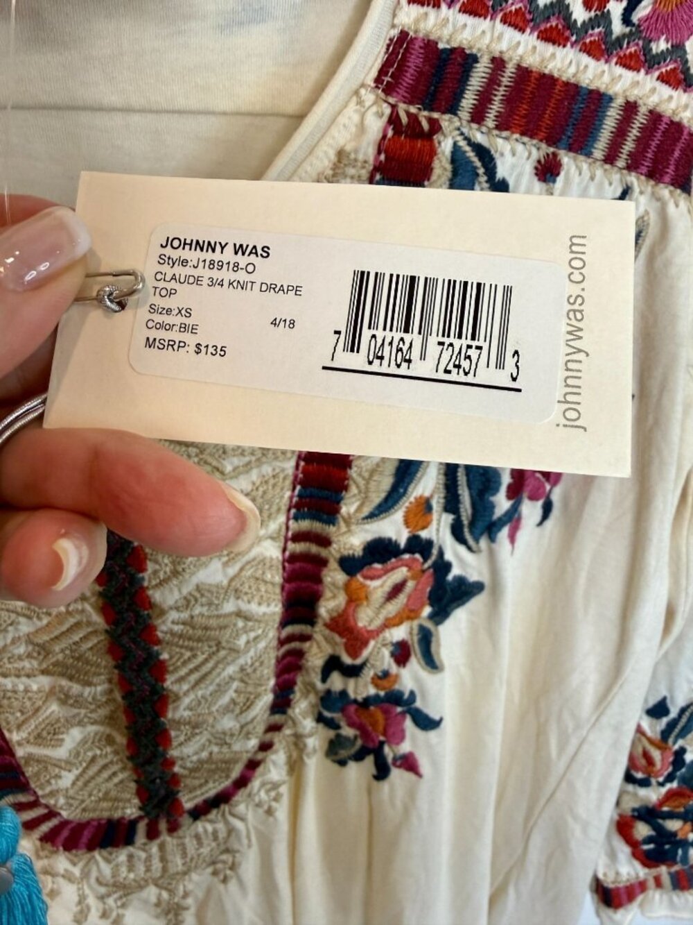 Johnny Was Claude 3/4 knit drape top Tunic NWT - Size XS - Picture 5 of 7